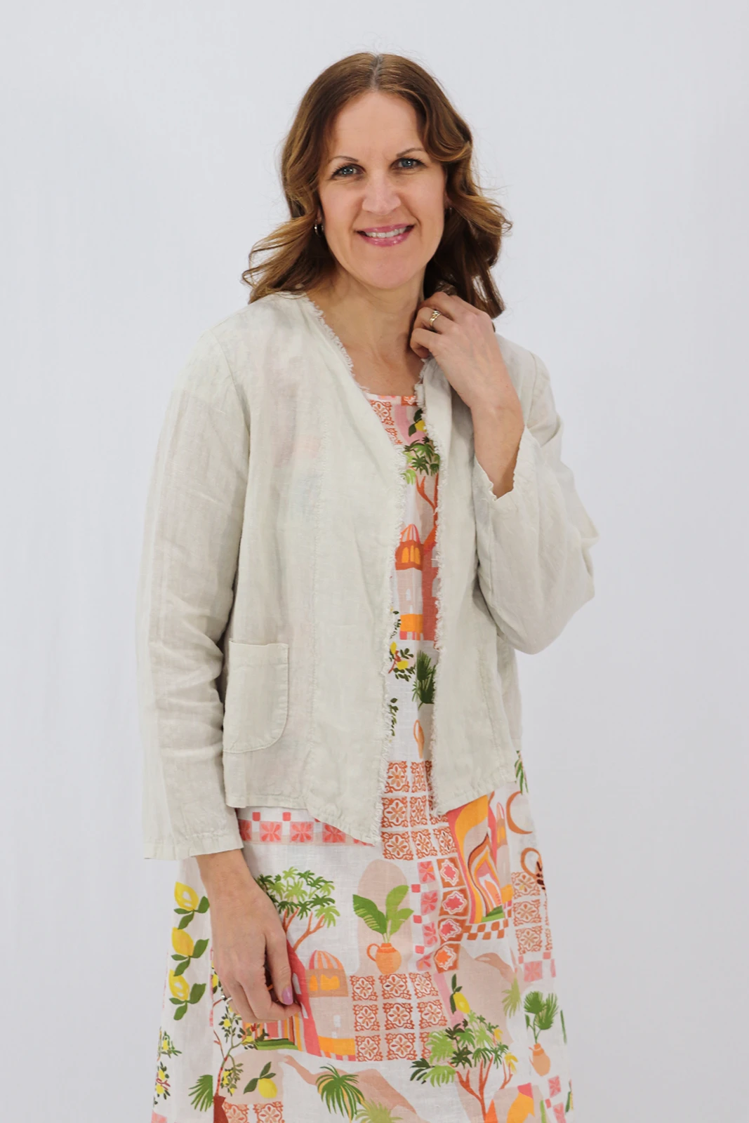 Aida Rose Linen Florenza Linen Jacket Natural