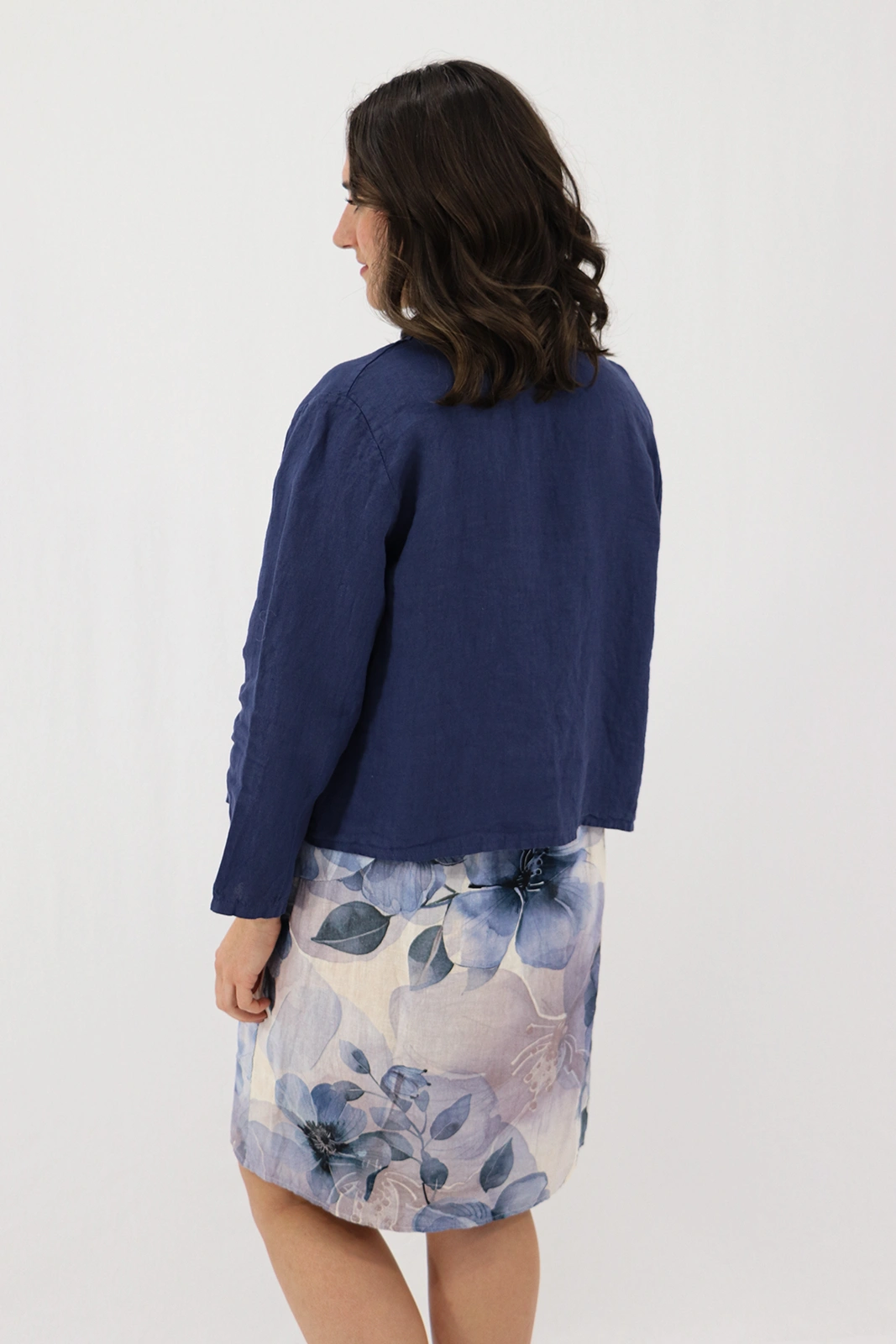 Aida Rose Linen Florenza Linen Jacket Navy Back
