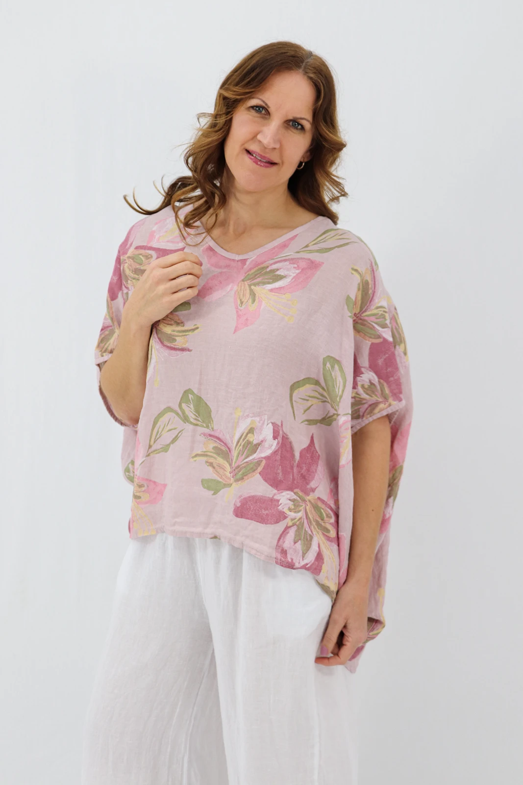 Aida Rose Linen Lavita Linen Blouse - Lily Antique Pink Front