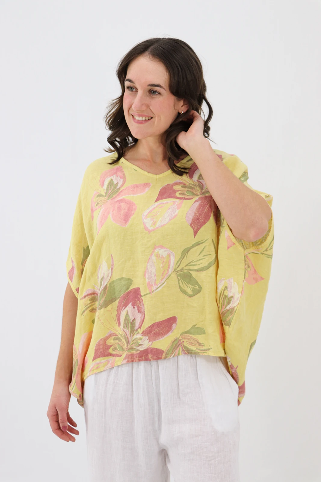 Aida Rose Linen Lavita Linen Blouse - Lily Tuscan Sun Front