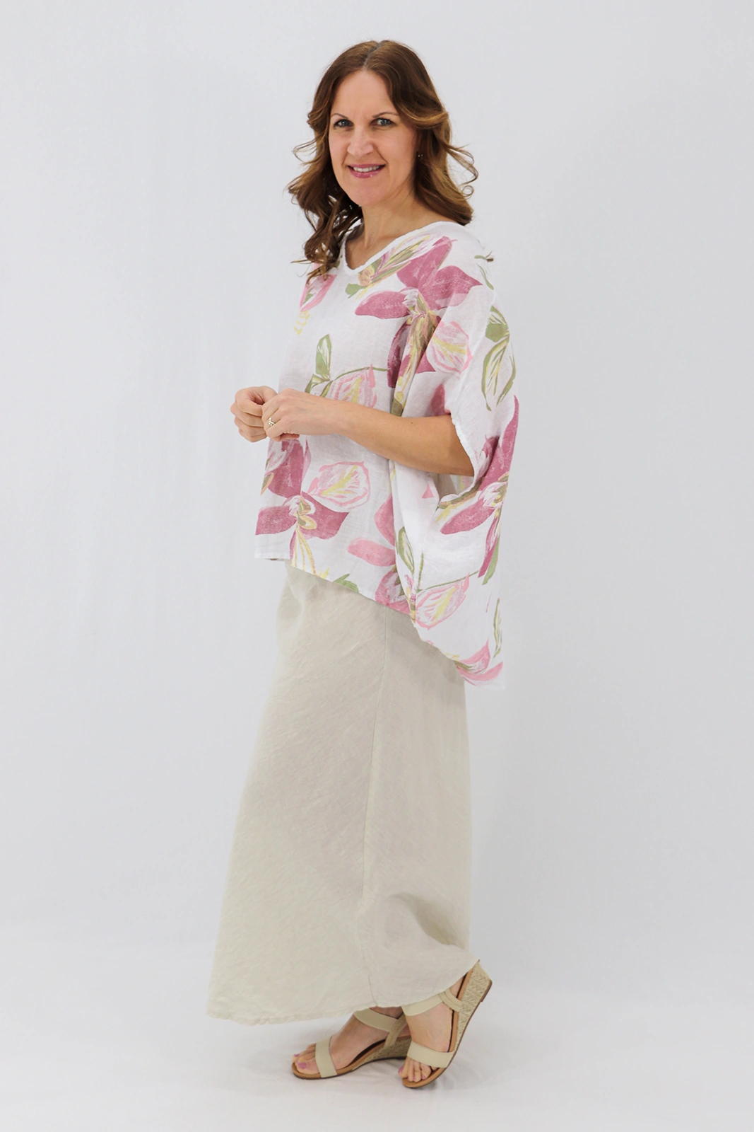 Aida Rose Linen Lavita Linen Blouse - Lily White Side