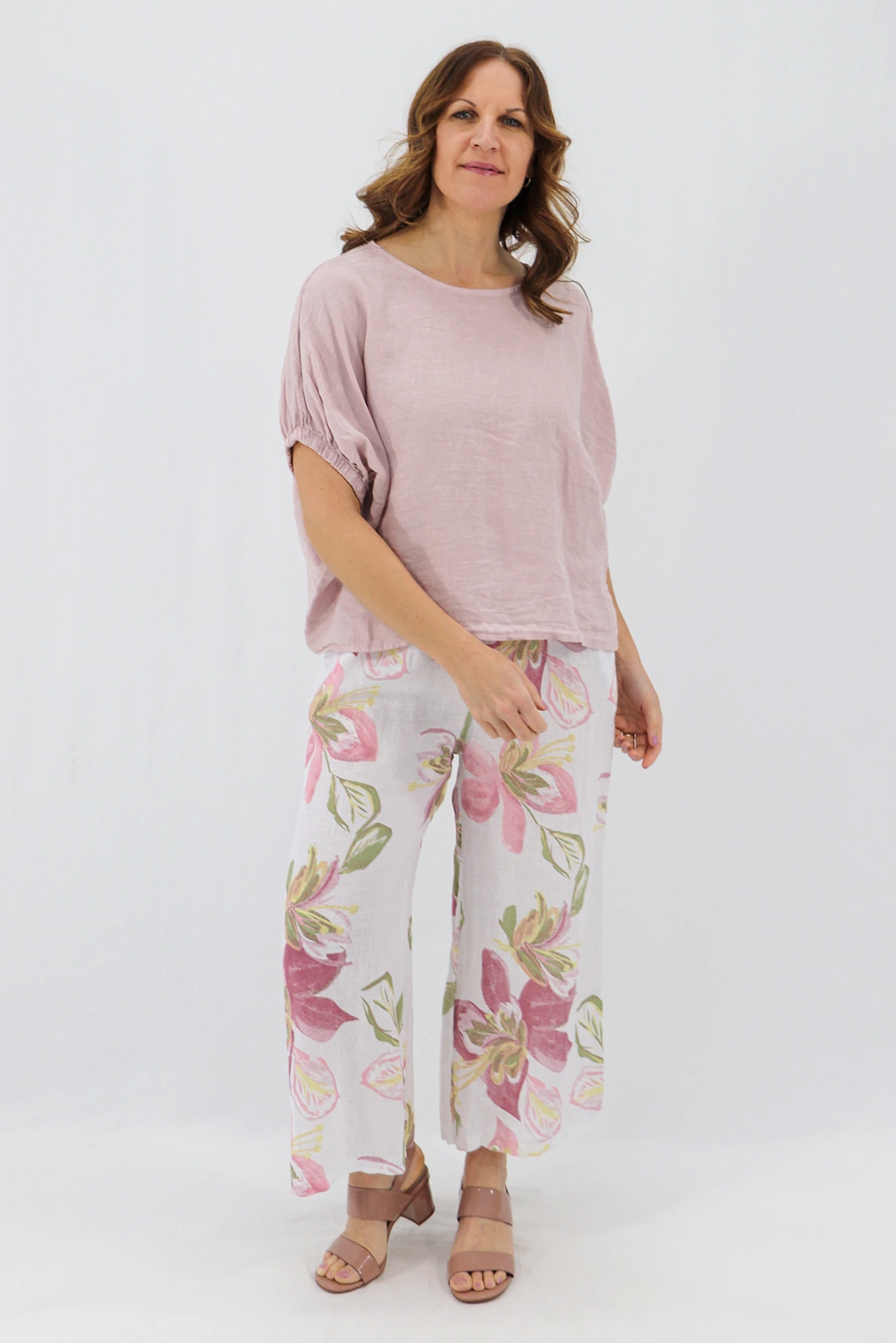 Aida Rose Linen Larissa Easy Linen Tee Antique Pink Side
