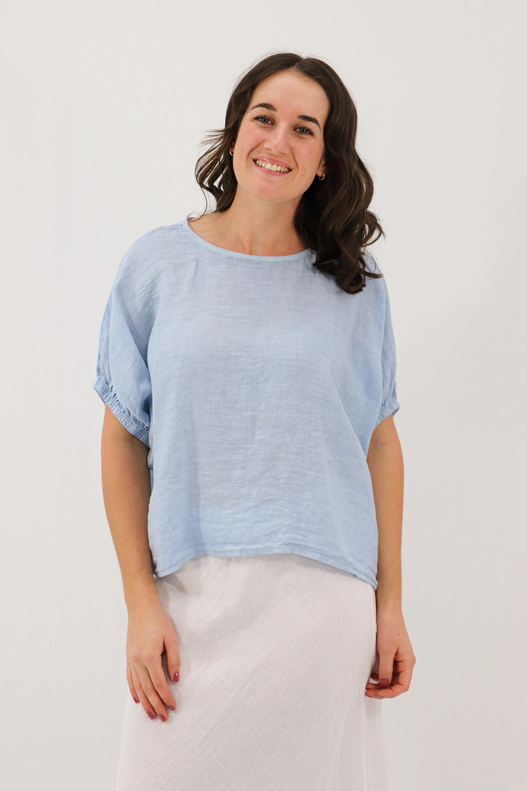 Aida Rose Linen Larissa Easy Linen Tee Light Blue Front