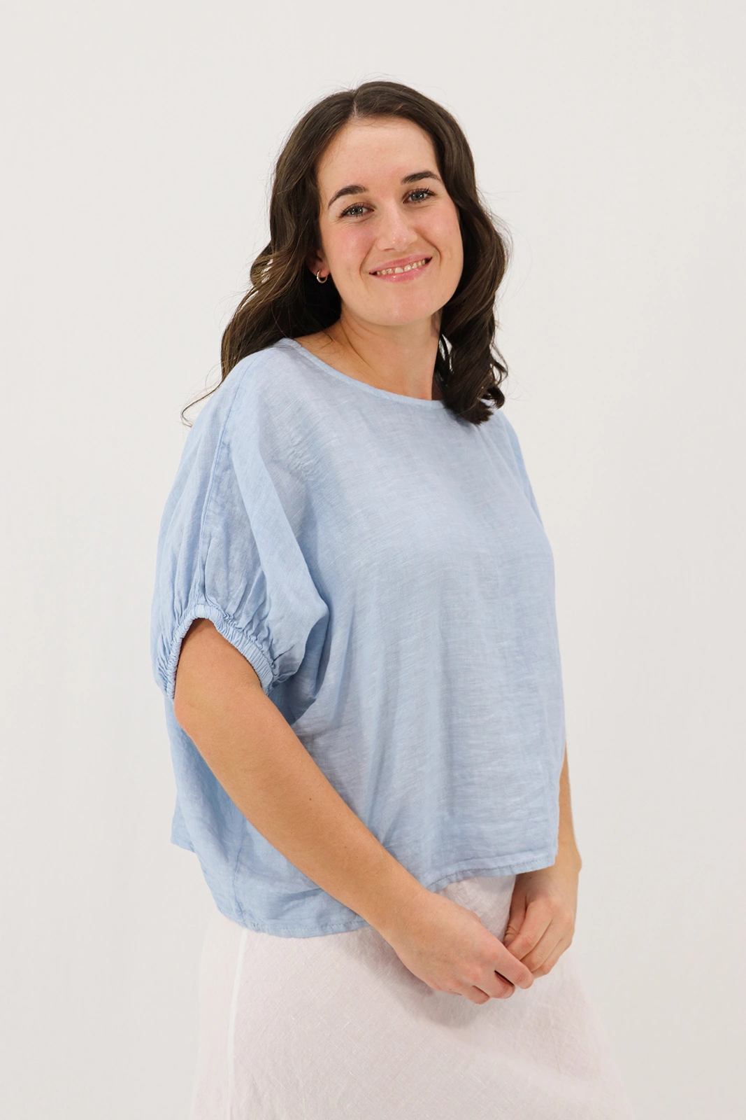 Aida Rose Linen Larissa Easy Linen Tee Light Blue Side
