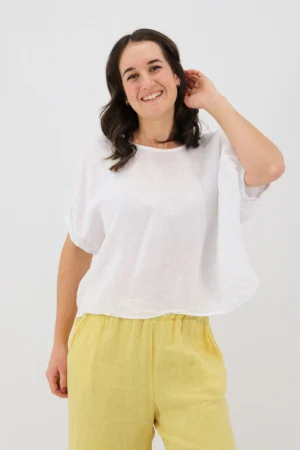 Aida Rose Linen Larissa Easy Linen Tee White Front