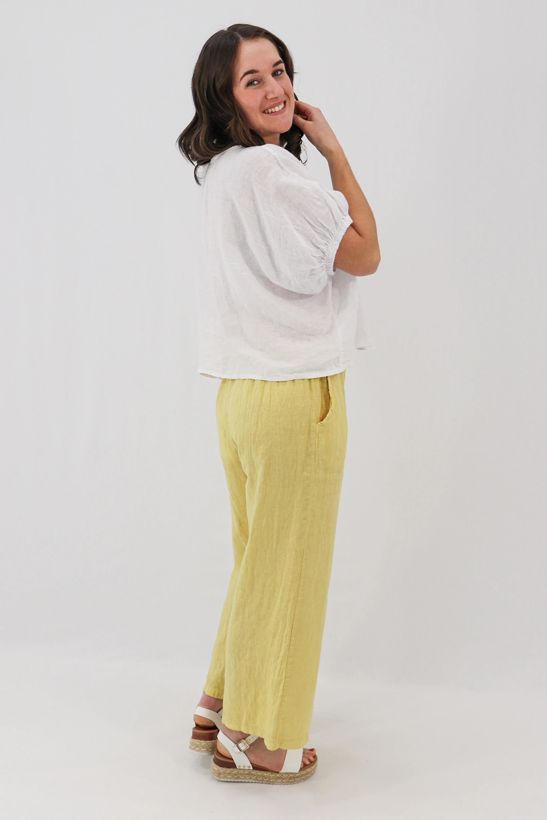 Aida Rose Linen Larissa Easy Linen Tee White Side
