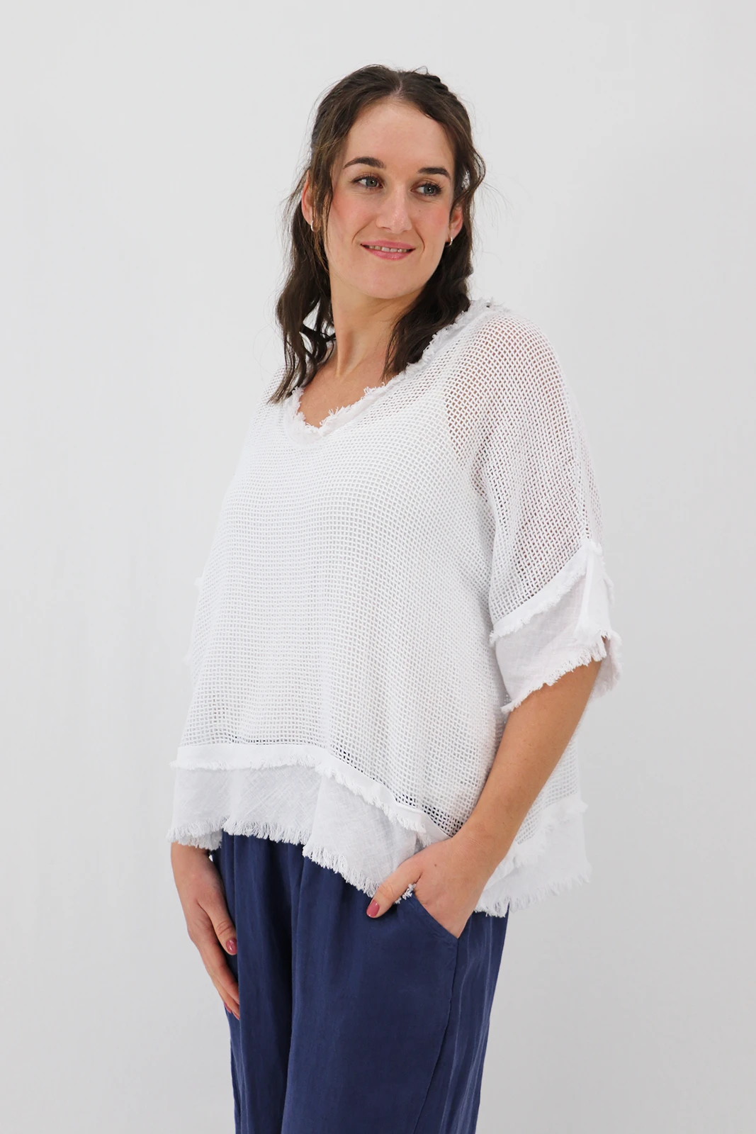 Aida Rose Cotton Madona 2pc Cotton Mesh Tee Front