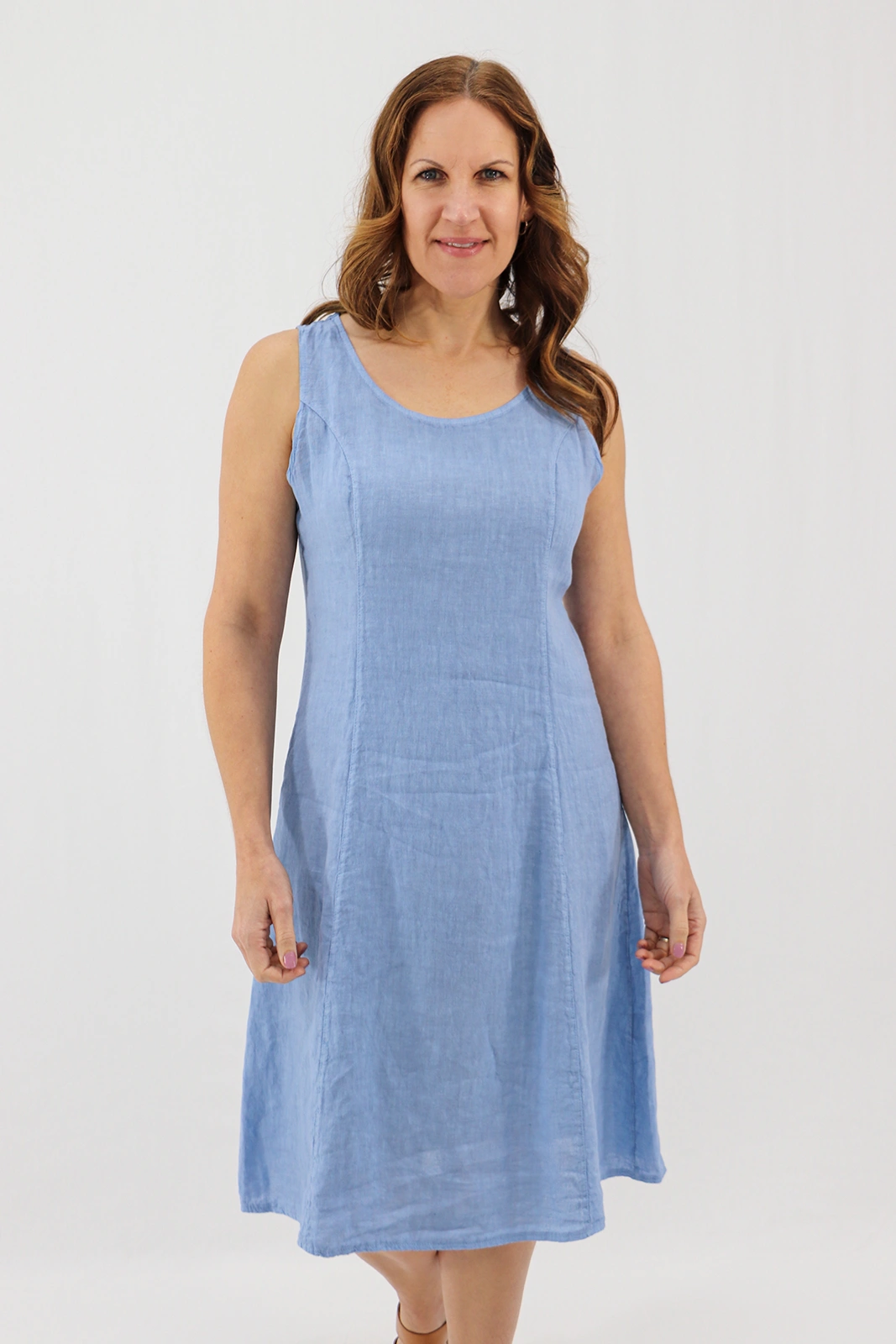 Aida Rose Linen Bellina Sleeveless Midi Denim
