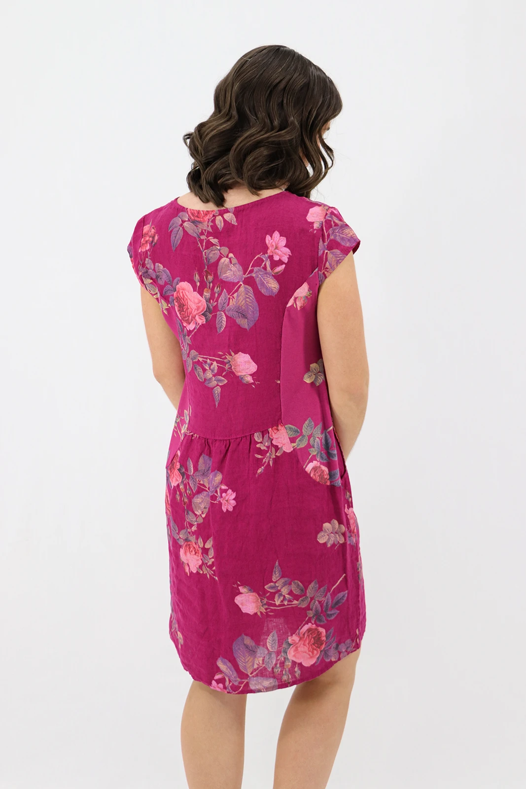 Aida Rose Linen The Midi Dress - Rose Garden Berry Back