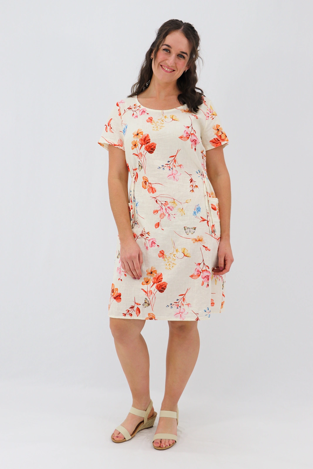 Aida Rose Linen Belladonna Side Detail Midi Orange