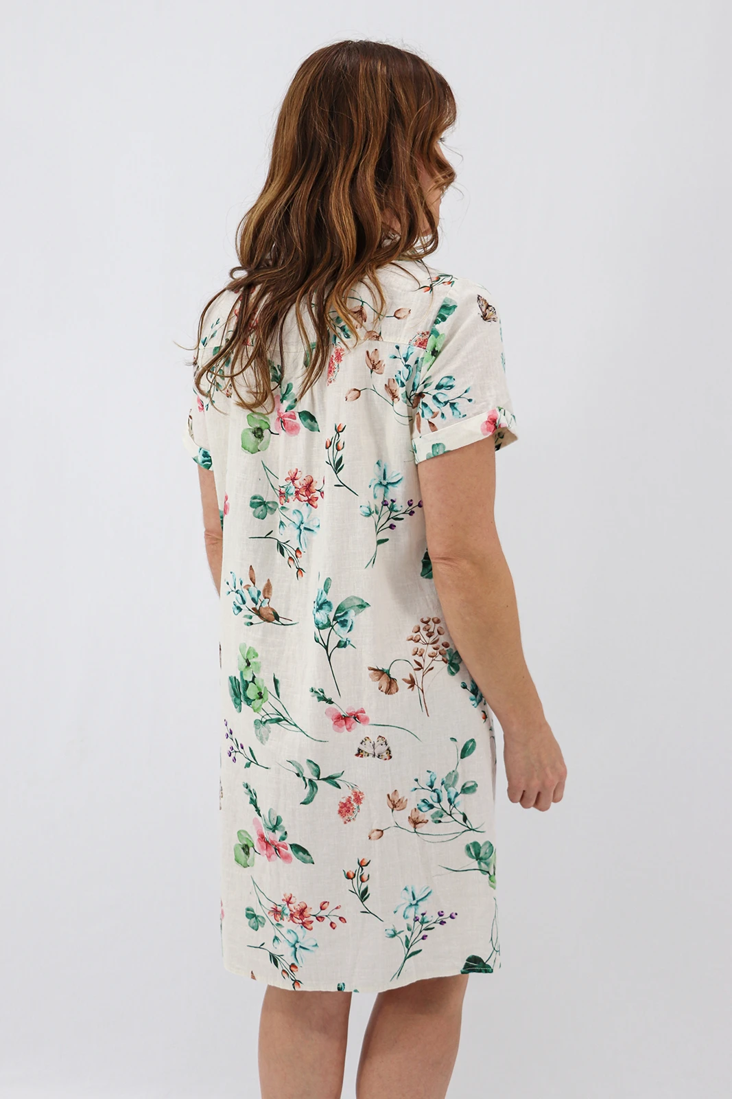 Aida Rose Linen Belladonna Shirt Dress Emerald Back