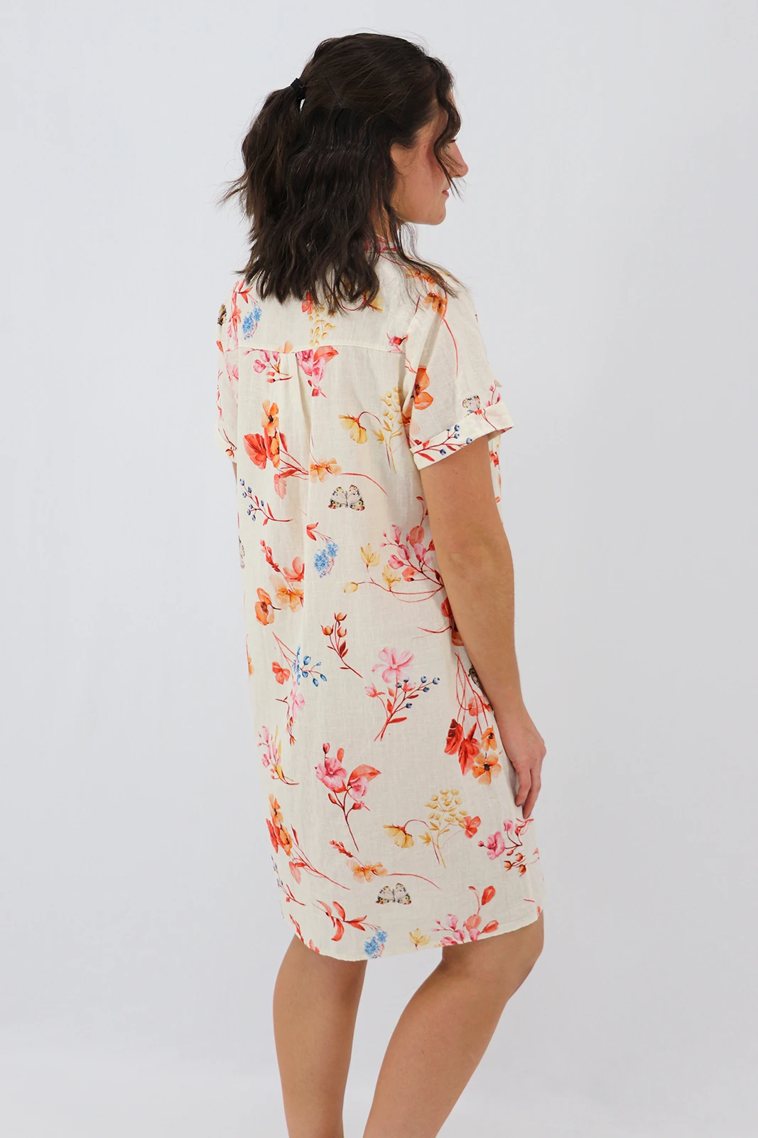 Aida Rose Linen Belladonna Shirt Dress Orange Back