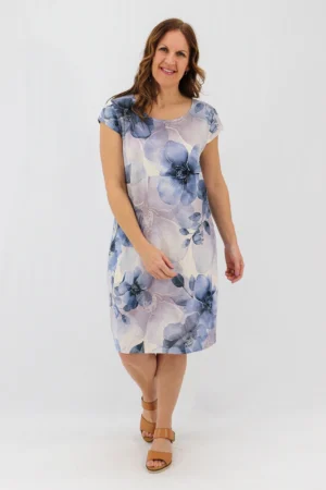 Aida Rose Linen The Midi Dress - Fading Florals Front
