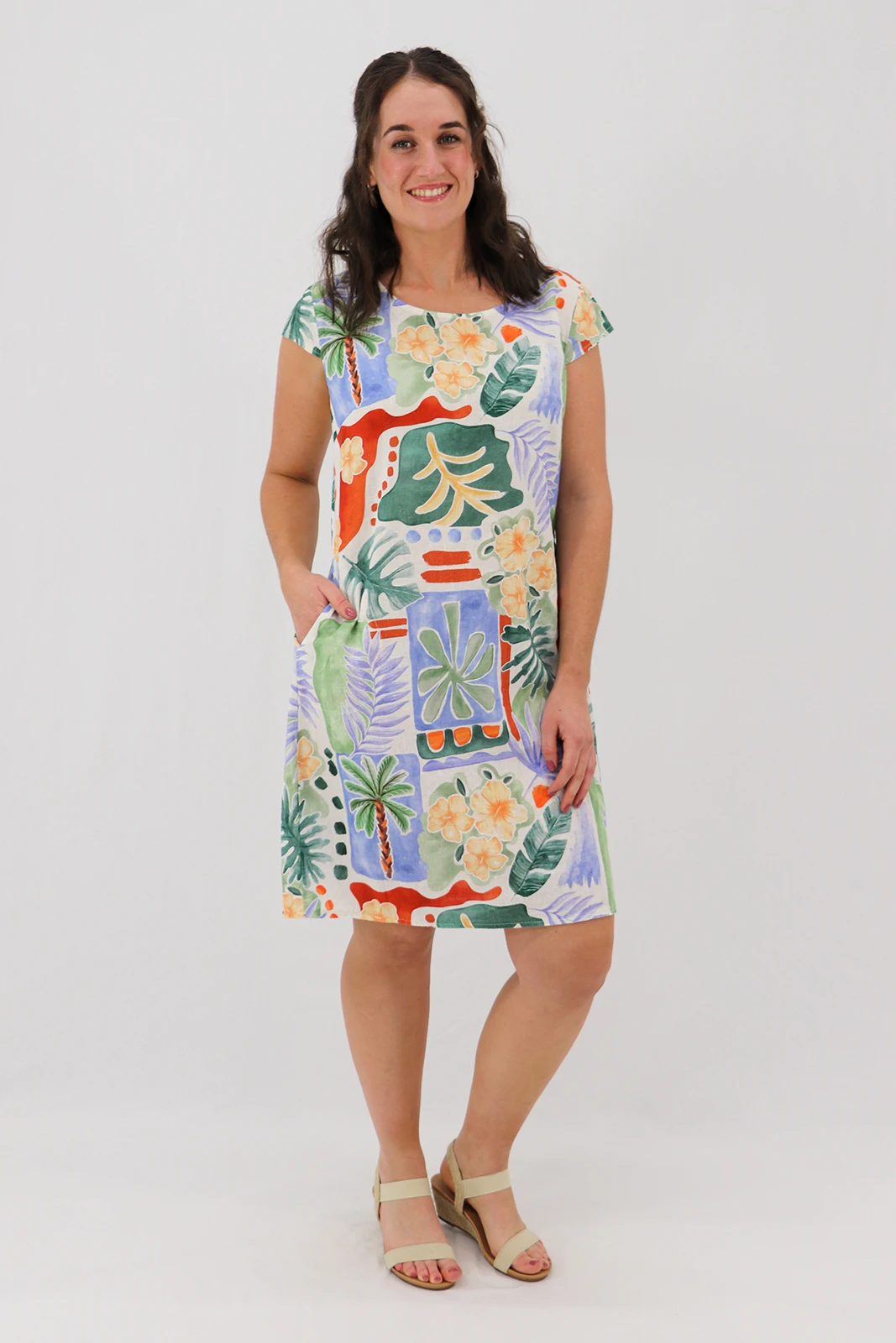Aida Rose Linen The Midi Dress - Island Style Front