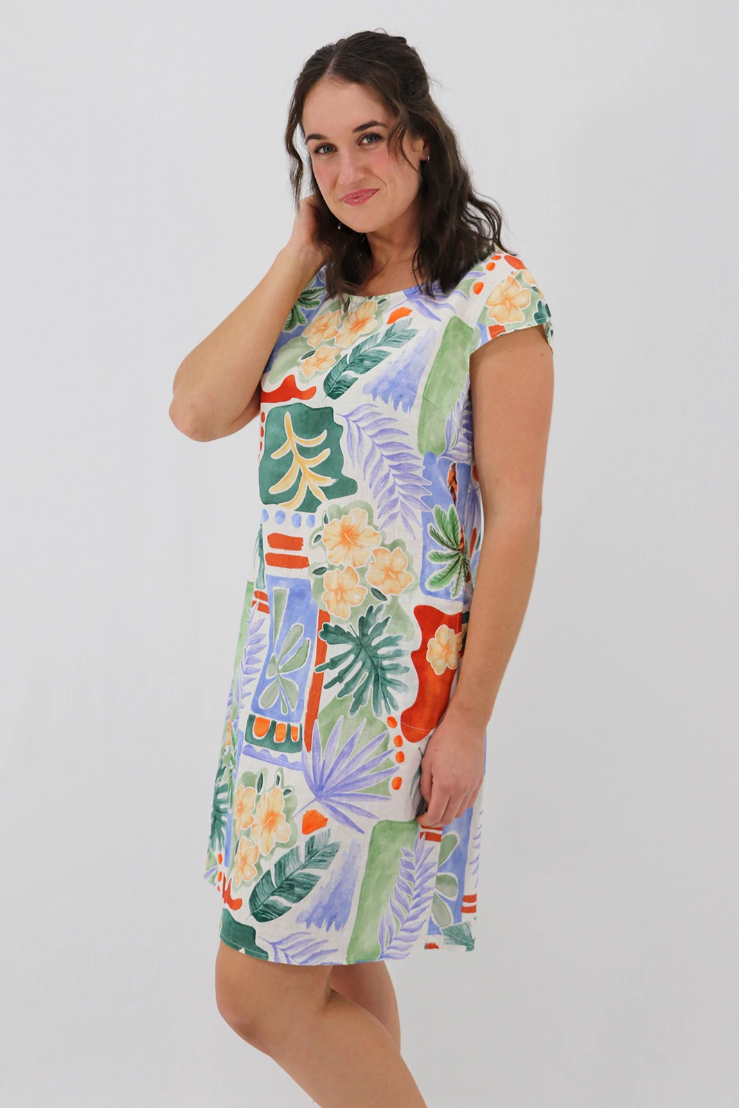 Aida Rose Linen The Midi Dress - Island Style Side
