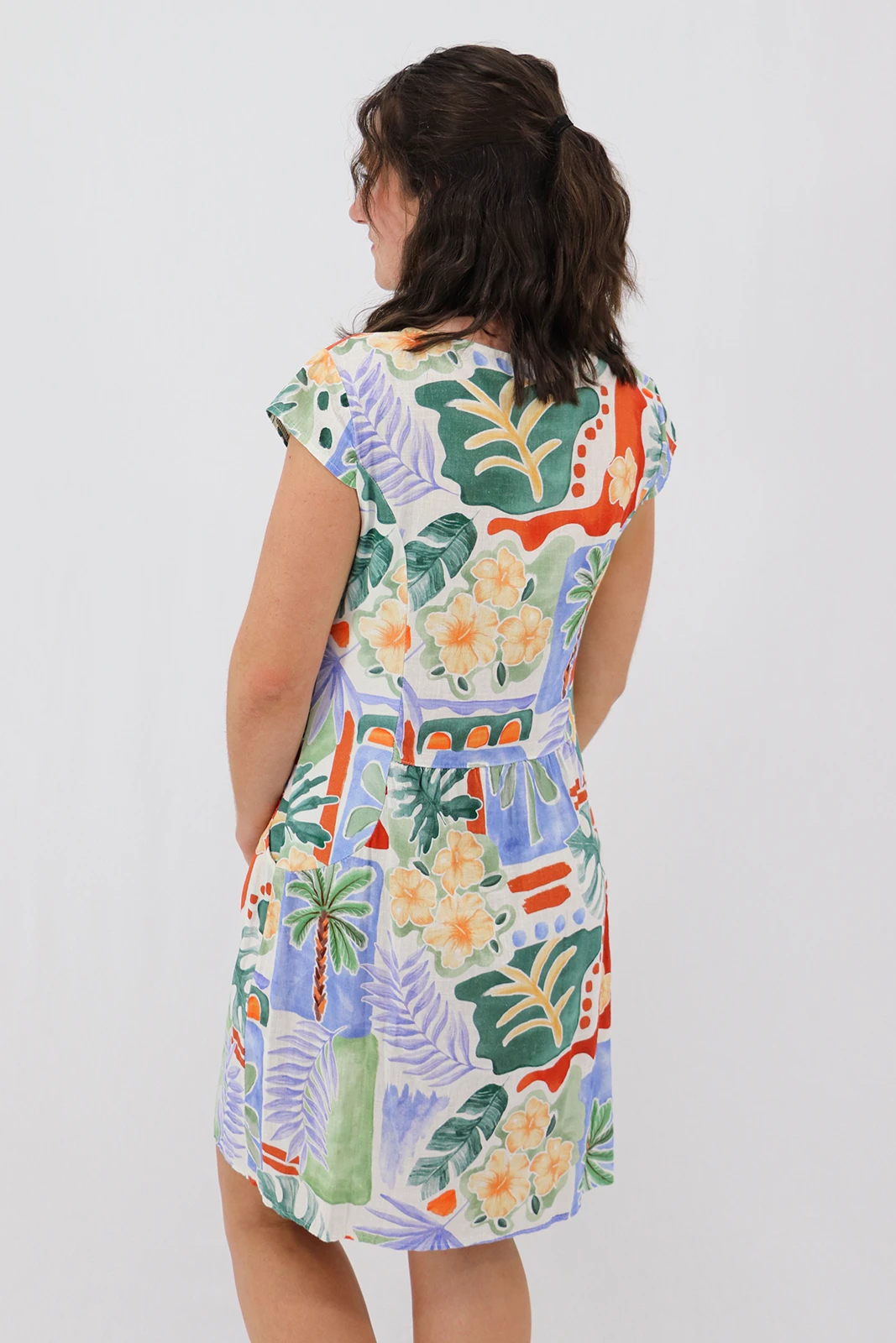 Aida Rose Linen The Midi Dress - Island Style Back
