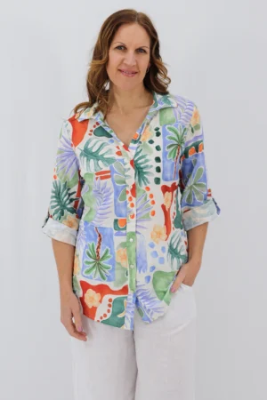 Aida Rose Linen Classic Shirt - Island Style Front